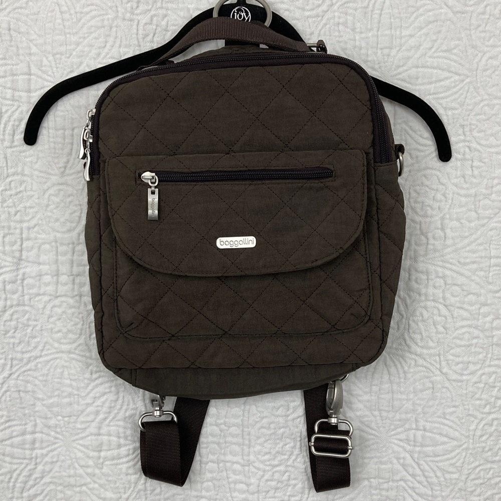 Baggallini Explorer Dark Brown Quilted Women’s Backpack Convertible